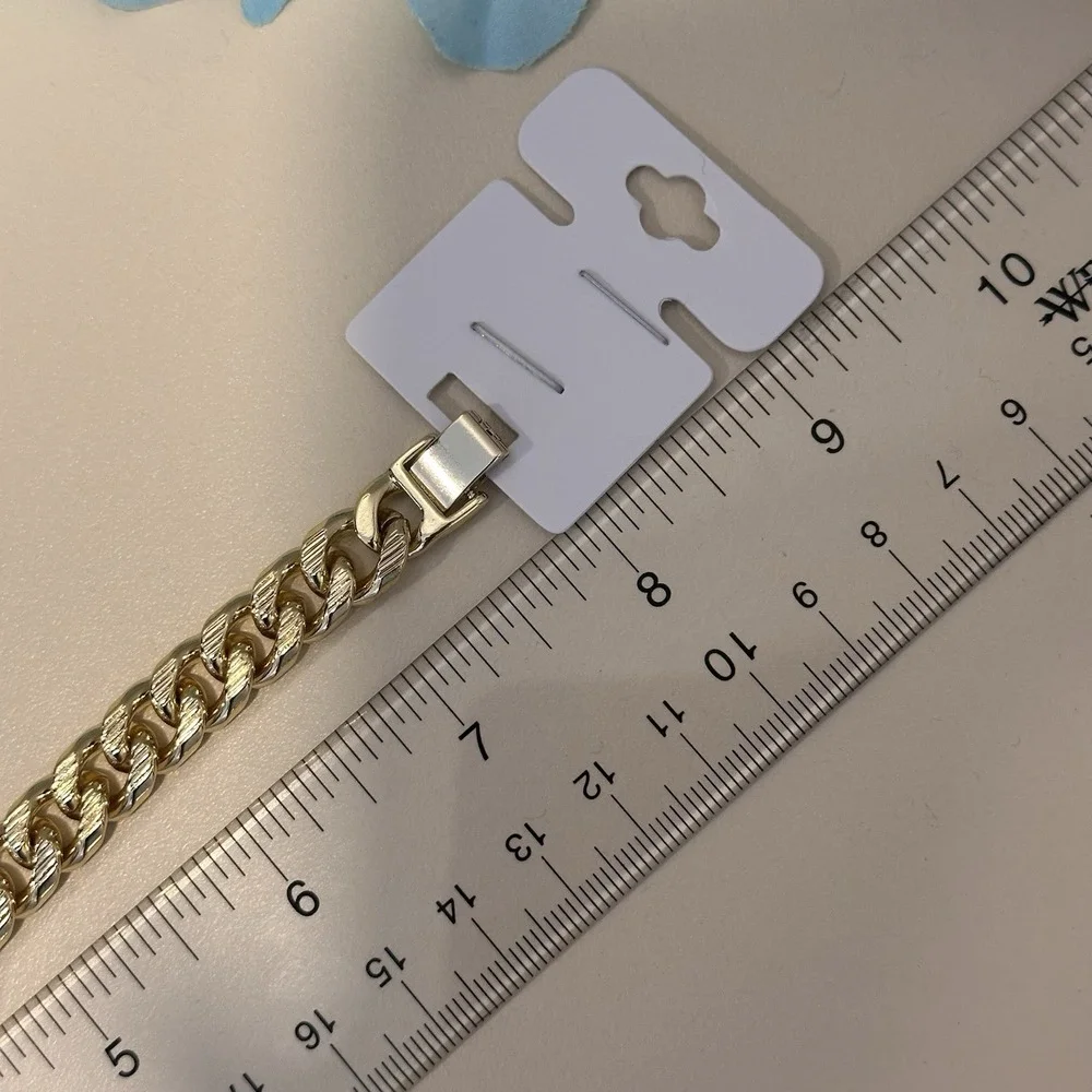 14K Gold Plated Men's Bracelet ID Cuban Link 8in‎